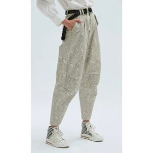 New Maria Cher Tila Slouchy Pants Babucha Neutral High Rise Baggy 30 Loose